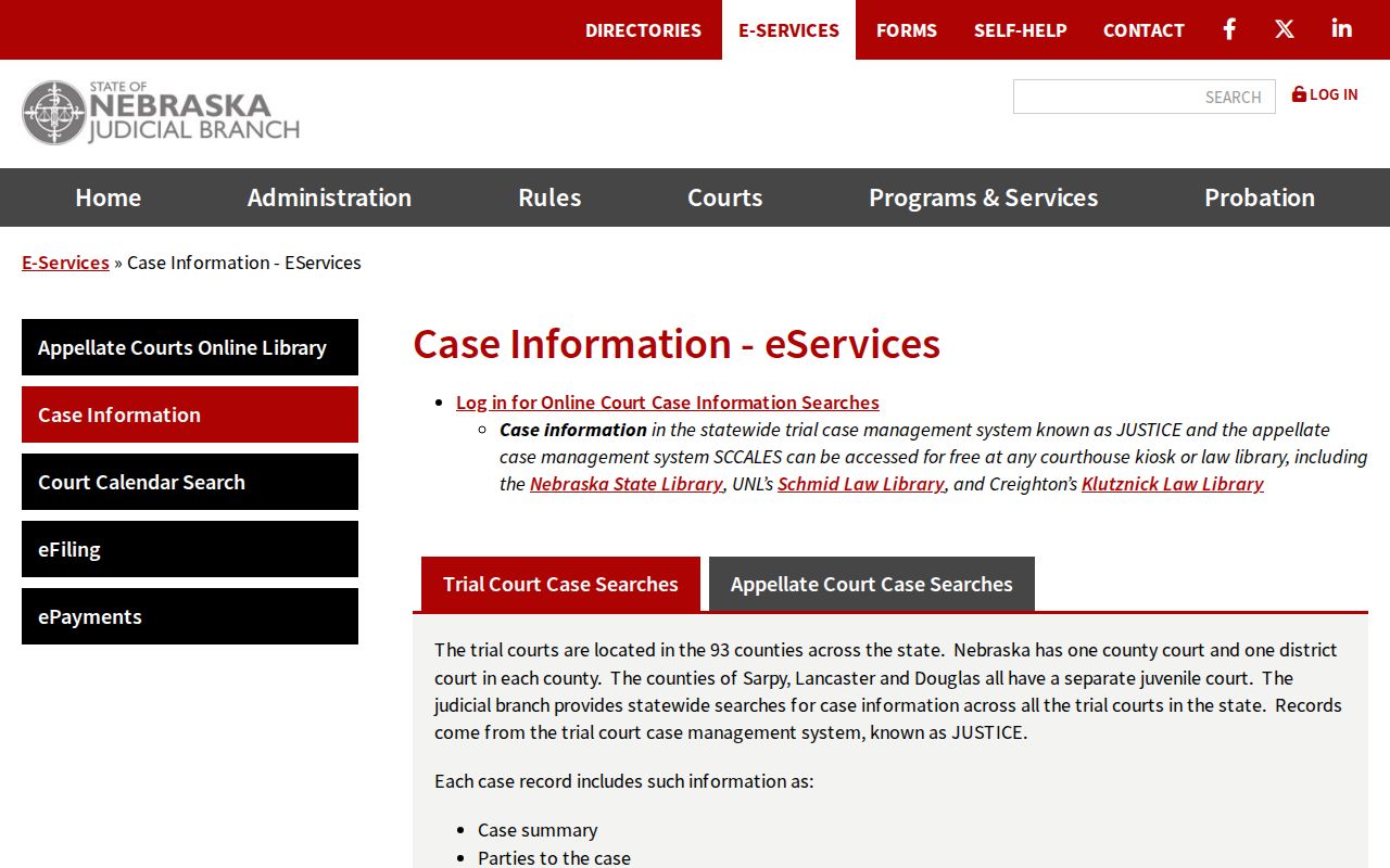 Rock County case lookup JUSTICE court case information overview