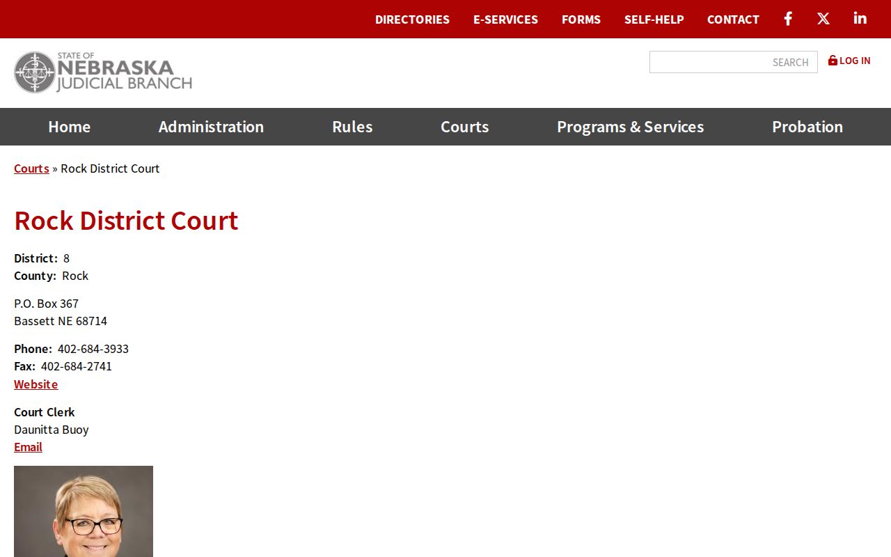 Rock County court calendar district court contact page
