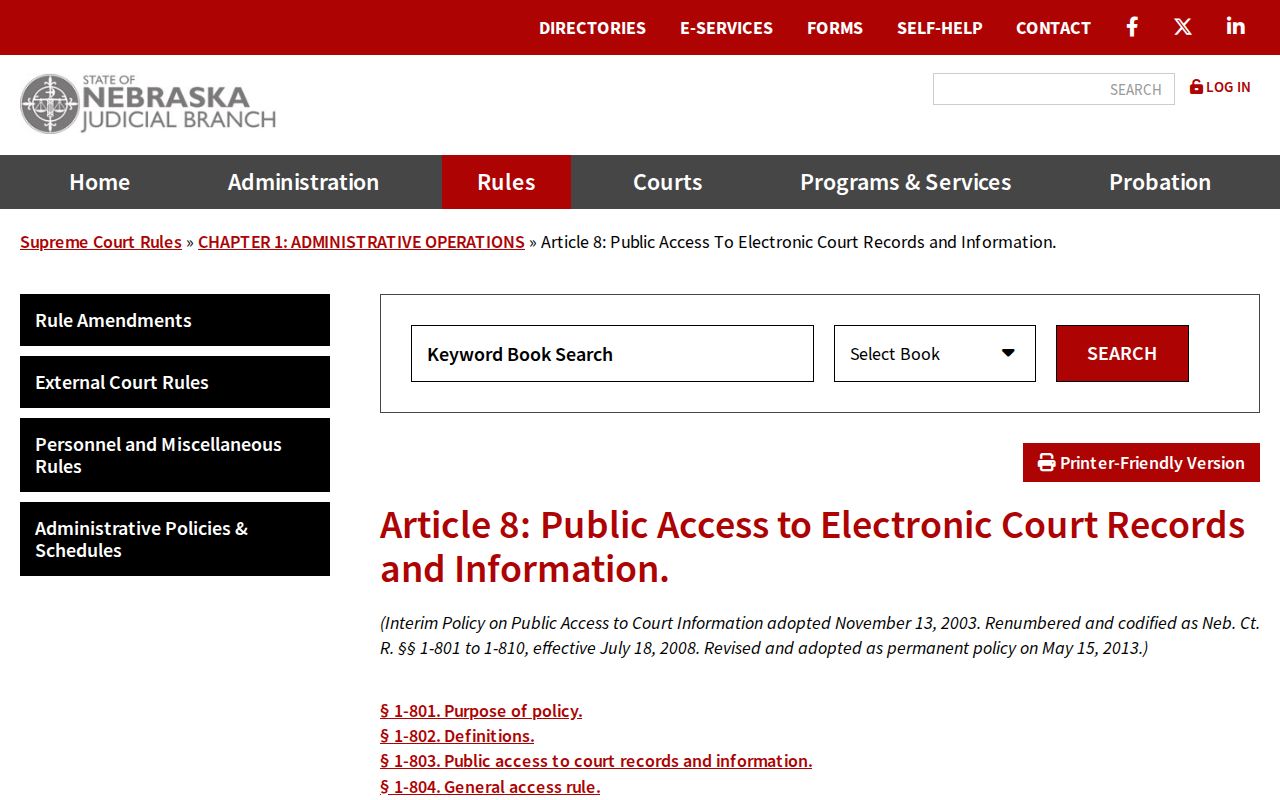 Rock County court record public access rules