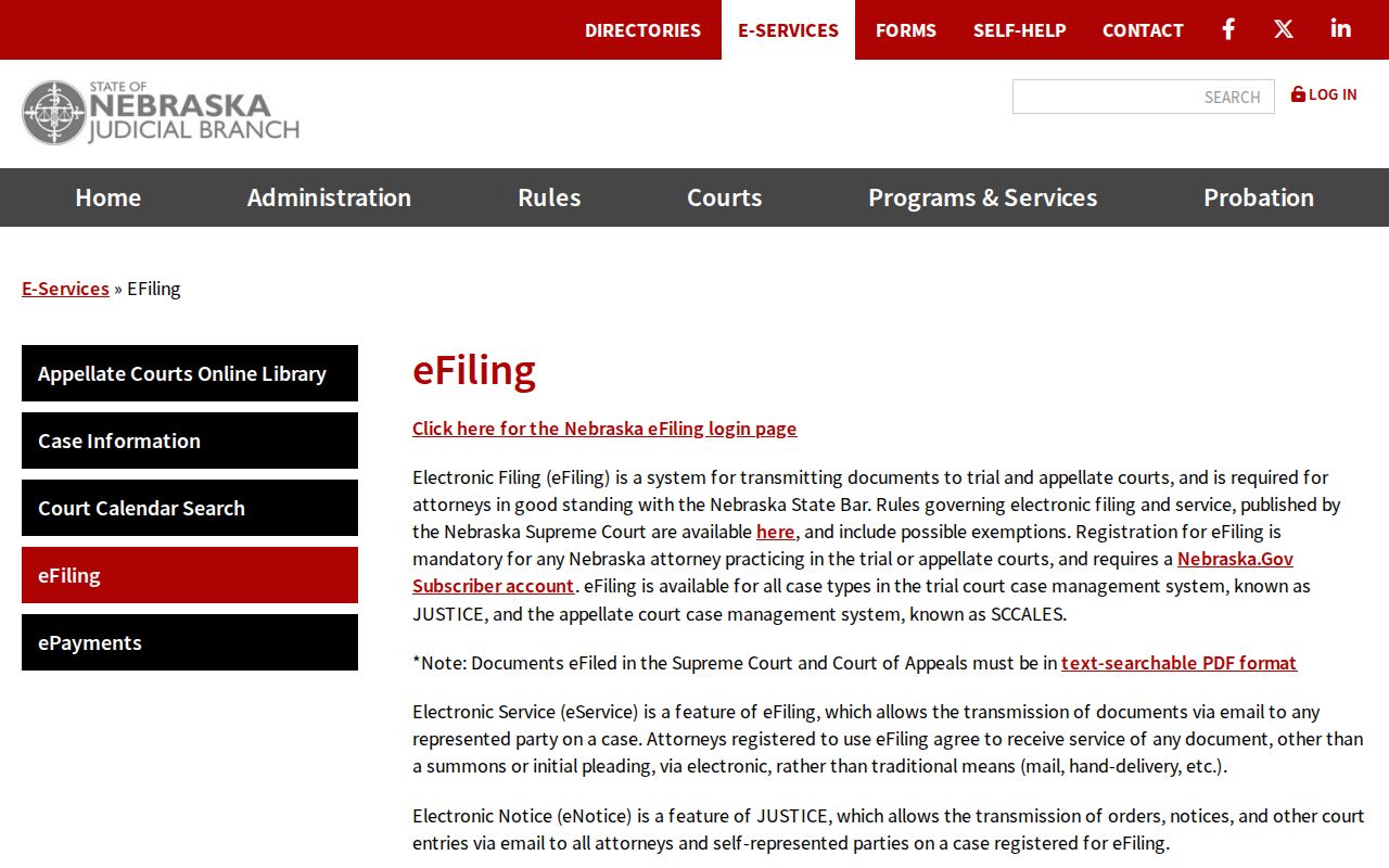 Rock County court docket Nebraska eFiling information