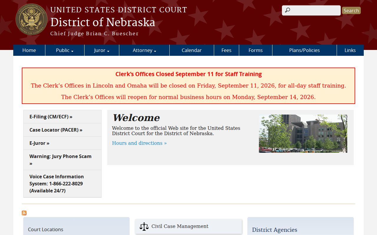 Rock County court docket federal District of Nebraska access
